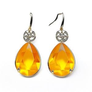 Boucles d'oreilles vintage en argent sterling 925 plaqué or Onyx jaune naturel Boucles d'oreilles à la mode pour femmes et filles - Product Image 4