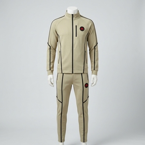 Ensemble de survêtement pour homme, veste athlétique à fermeture éclair intégrale, pantalon de jogging, détails de passepoil noir, vêtements de sport, entraînement, gym, course à pied, fitness, activité physique - Product Image 1