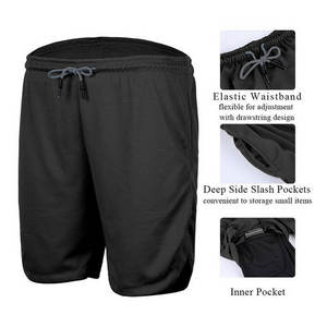 Shorts de course sportifs de qualité supérieure, couleur unie, taille mi-haute, polyester/nylon, séchage rapide, fermeture à cordon, pour hommes, vente flash - Product Image 4