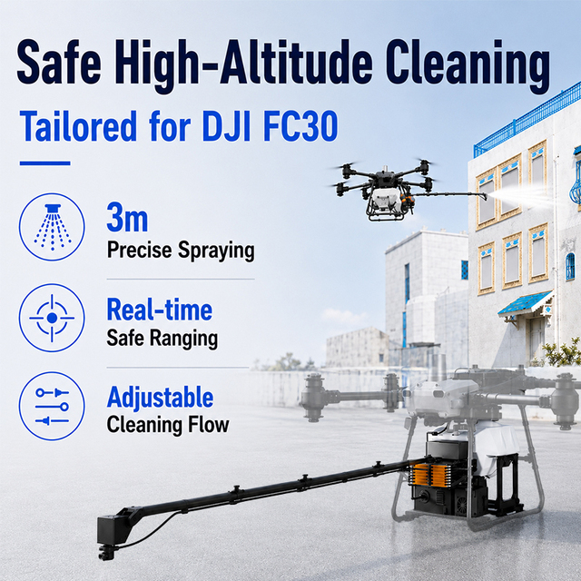 Foxtech Aeroclean P4H High Pressure Facade Building UAV Water Cleaning System Aerial Flexible Spraying System for DJI FC30 Drone