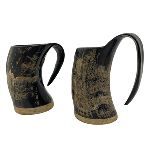 Nouveautés Tasse en corne de buffle Viking avec base en bois Tasse en corne de buffle de haute qualité polie Vaisselle en corne de buffle - Product Image 6