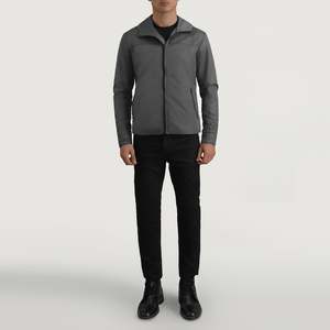 Veste coupe-vent à capuche Wesley Grey XL pour l'extérieur, en tissu softshell résistant, imperméable, coupe-vent, en polyester enduit, coupe ample - Product Image 3
