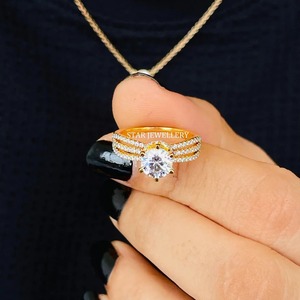 Bague de fiançailles solitaire en or massif 14 carats 1 ct CVD, bague en diamant solitaire de 1 ct de taille ronde en laboratoire - Product Image 3