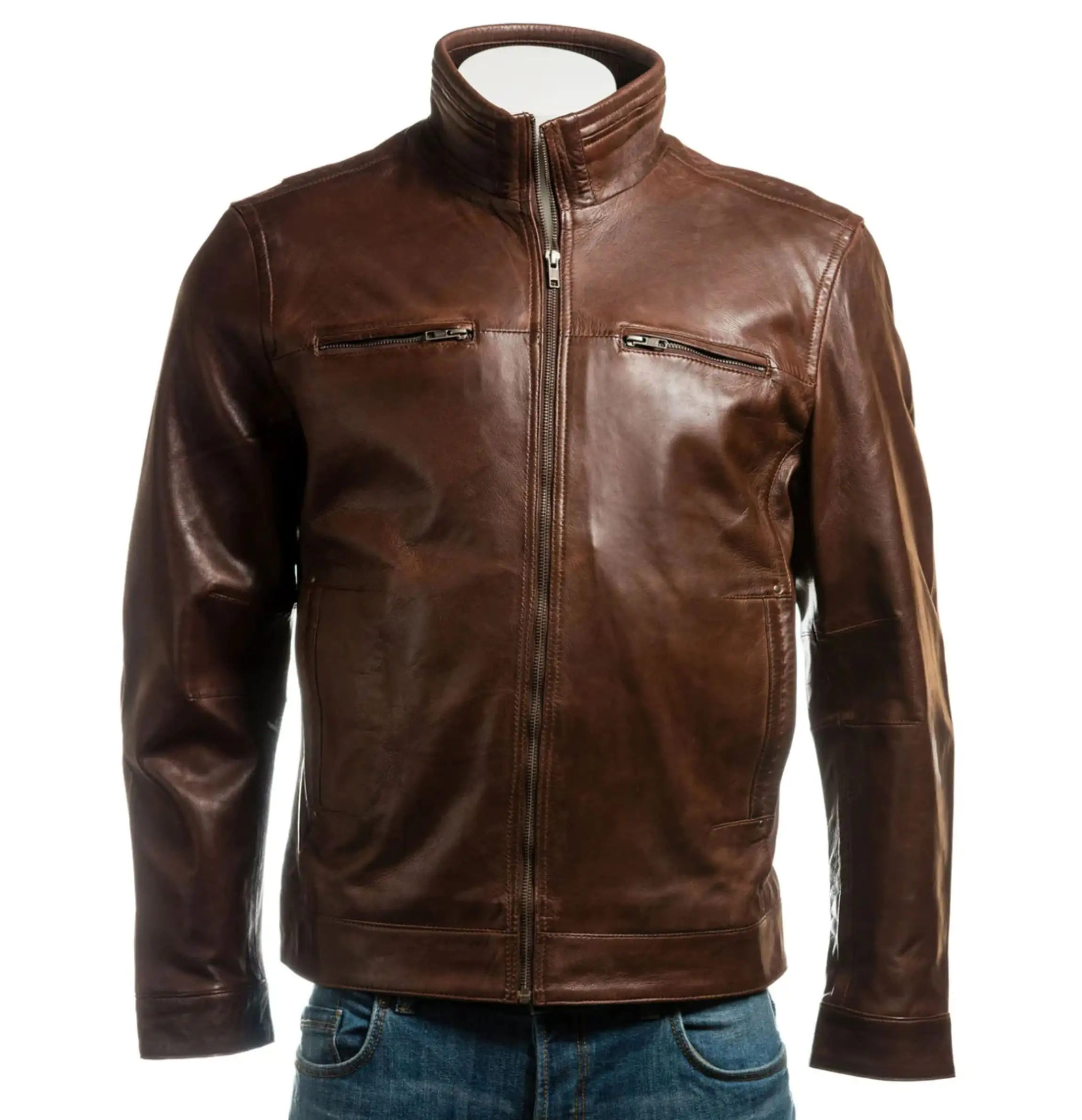 Jaket kulit PU berkendara sepeda motor pria, jaket kulit PU sepeda motor nyaman bersirkulasi