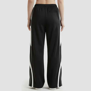 Pantalon Monostrike pour femme, respirant, décontracté, coupe crayon à jambe large, taille haute ou mi-haute, couleur délavée, taille XL - Noir pour l'automne - Product Image 2