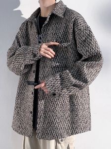 OEM Custom <strong>Men</strong> Boucle Plus Size Shacket Crop Wool <strong>Tweed</strong> Trucker Man <strong>Jacket</strong> - Product Image 5