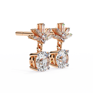 Boucles d'oreilles personnalisables en diamant de laboratoire 10K 14K 18K Or blanc CVD HPHT VVS Vintage Style IGI Certified Bijoux pour femmes - Product Image 2