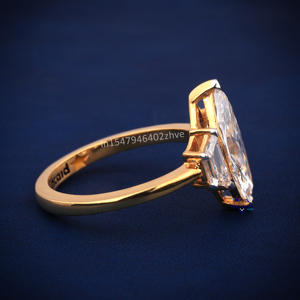 Anillo de diamante solitario de compromiso de plata de ley 2,90 de diamante Moissanite de corte Marquesa de 925 CT de moda personalizado para mujer - Product Image 6