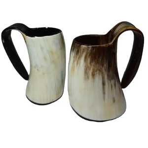 Fait à la main Vintage Viking Horn Camping Beer Mug Poli Animal Style Nautique Conception Meilleure Usine En Gros Naturel - Product Image 1