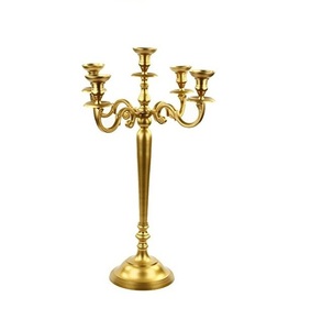 Candélabres et centres de table Candélabres à cinq bras de mariage Vente en gros Décoration intérieure Candélabres Menorah Fournisseur de bougeoirs dorés - Product Image 5