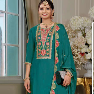 Salwar Kameez Formal para Mujer, Algodón Chinon Pesado con Bordado de Lentejuelas, Secado Rápido, para Todas las Temporadas - Product Image 1