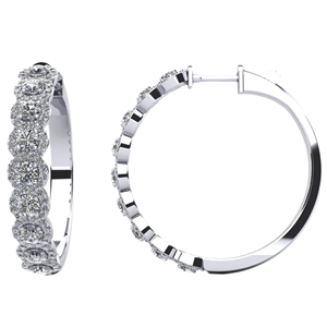 Pendiente de aro de diamante cultivado en laboratorio de forma redonda de 2ct para mujer VS Clarity EF Color en joyería fina de oro sólido de 14K del fabricante - Product Image 1