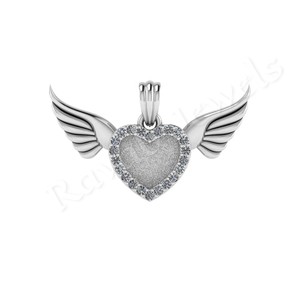 Colgante de bisel en blanco de sublimación de corazón de ala de Ángel personalizado, marco de foto de plata de ley con ajuste 925 para regalo de joyería - Product Image 2