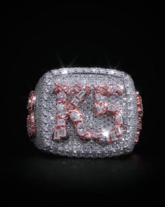 Custom Letter 925 Sterling <b>Silver</b> Rhodium Plated Moissanite Fancy Light Brilliant Cut Hip Hop <b>Statement</b> <b>Ring</b> for Unisex Party - Product Image 6