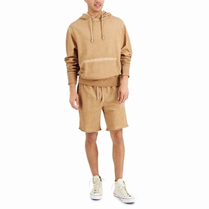 Trendiness Yellow Color <b>Men's</b> Hoodies Set Loose Fit Raw Hem Outdoor <b>Shorts</b> Sets for <b>Men</b> Sweatpants Jogger Set Custom Sweatsuits - Product Image 5