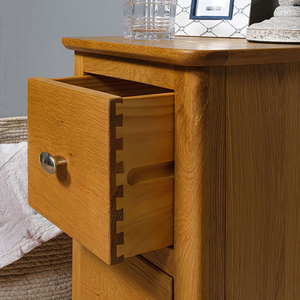 Mesita de noche de 2 cajones de roble macizo para el hogar, sala de estar, hotel o apartamento, muebles de madera maciza duraderos - Product Image 5