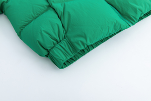 Chaqueta Acolchada Elegante para Mujer, Cuello Alto, Verde, Cierre Frontal, Impermeable, de Lona Tejida, Bordada, para Otoño e Invierno - Product Image 5