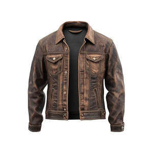 Veste en cuir premium pour homme, durable et élégante, respirante, col montant, coupe confortable, saison hivernale, logo frontal, en solde - Product Image 6