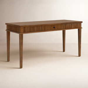 Haden 1 Drawer Reeded <b>Solid</b> <b>Wood</b> Rectangular Writing <b>Desk</b> Computer Workstation with Storage - Product Image 2