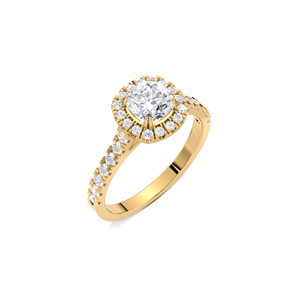 Anillo de compromiso de diamante de 1.52 quilates con corte cojín y doble halo, en oro de 18 quilates (amarillo, blanco, rosa) con pavé y diseño de catedral. - Product Image 2