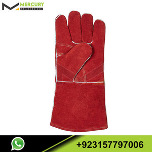 หนังอุตสาหกรรมเชื่อม16 "แขนยาวหนังเสริมถุงมือเชื่อมฟังก์ชั่นป้องกันความร้อนอุตสาหกรรมความปลอดภัยถุงมือหนัง - Product Image 3