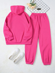 Conjunto de 2 piezas personalizado para mujer superventas, pantalones de chándal con capucha y cordón de hombro caído de alta calidad, chándales estampados de talla grande - Product Image 6