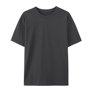 Vêtements pour hommes lourds T-shirts pour hommes avec couleur unie à manches courtes col rond 100% coton T-shirt pour hommes coupe ample - Product Image 1