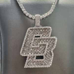 Colgante de enlace cubano con nombre personalizado de alta calidad VS1 Moissanite Diamond 925 Sterling Silver Two Tone Gold Plated Hip Hop Iced-Cute - Product Image 4