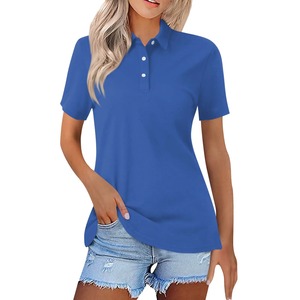 Polos d'été respirants en coton de qualité supérieure pour femmes Nouveau style décontracté à manches courtes personnalisé avec décoration de boutons et de perles - Product Image 2