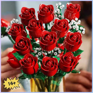 Ensemble de blocs de construction DIY pour Lego Moc, bouquet de roses romantiques, jouet électronique en plastique ABS pour projets éducatifs sur le thème des plantes - Product Image 2