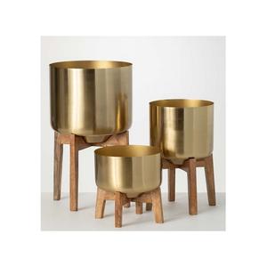 Pot de fleurs en métal couleur or de conception classique jardinière de forme ronde de taille personnalisée de qualité exclusive pour les Offre Spéciale - Product Image 3