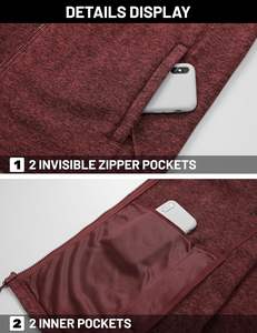 Veste pour homme surdimensionnée à fermeture éclair de couleur unie Veste légère à fermeture éclair complète Manteaux chauds et doux décontractés avec poches - Product Image 5