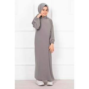 Vestido de oración para niños con chal Hijab de piedra para niños y niñas - Product Image 1