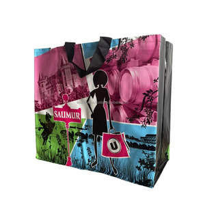 Bolsos de compras tejidos PP reutilizables personalizables Embalaje laminado de polipropileno duradero con logotipo diferente de dos caras - Product Image 1