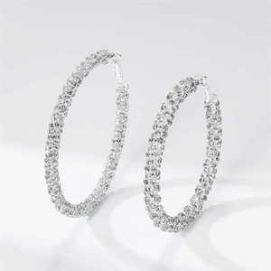 Boucles d'oreilles créoles en diamant surdimensionnées de luxe Design de cercle de cristal bijoux de mode pour accessoires de fête pour femmes Moissanite - Product Image 5