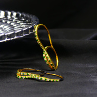 Bague double en argent sterling 925 plaqué or Gemvanity Classic Designer avec pierres précieuses tsavorite et topaze blanche pour femme