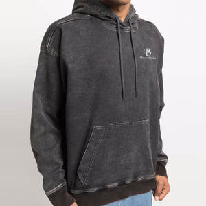 Sweat à capuche d'hiver vintage lavé à l'acide 100% coton de haute qualité pour hommes sweat-shirt lavé à la pierre - Product Image 5