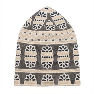 Elegante Gorro Kumma Omání Gris Beige, Bordado a Mano, Gorro Islámico Kufi, Gorro Tradicional para Oración para Hombre - Product Image 5