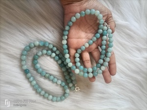 Collier en Amazonite naturelle 8 mm avec fermoir, bijoux en pierres précieuses polies, collier fait main, collier tendance pour femmes - Product Image 4