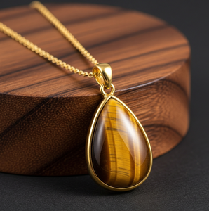 Fabriqué à la main en argent Sterling 925 chaîne délicate or 18 carats forme ronde pendentif bohème naturel oeil de tigre guérison pierres de cristal cadeau - Product Image 5