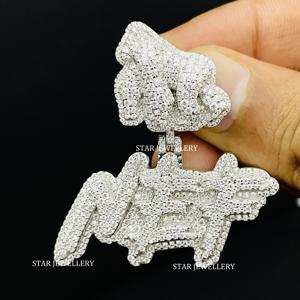 Pendentif personnalisé Moissanite VVS en argent sterling 925, pendentif Moissanite VVS glacé, pendentif lettre Moissanite VVS - Product Image 3