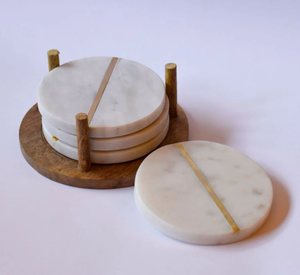 Sous-verre en marbre de qualité supérieure sous-verre à thé et à café artisanat personnalisé carré en laiton Design Table décorative - Product Image 6