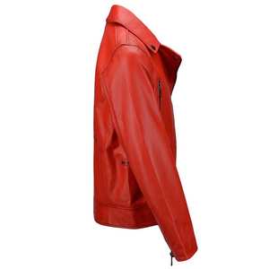 Blouson aviateur vintage pour homme en cuir véritable ciré, cuir d'agneau véritable avec col montant et fermeture éclair frontale, design côtelé - Product Image 4