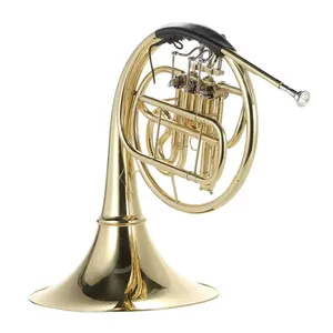 Instrumentos de marcha 3 Llaves Latón Laca dorada Instrumento de viento de cuerno francés dividido de una sola fila POR PASHA INTERNATIONAL