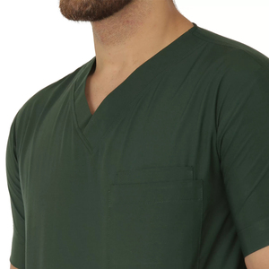 Conjunto de uniformes médicos con cuello en V para hombre, pantalones de cintura elástica con 5 bolsillos, uniformes de Enfermería de manga corta para uso hospitalario al por mayor - Product Image 4