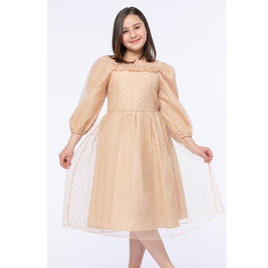 Personnalisable OEM ODM Robe de soirée décontractée à manches longues pour fille en mousseline de soie texturée brodée Vêtements de printemps imprimés en gros - Product Image 5