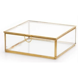 Boîte à bijoux rectangulaire en verre faite à la main, cadre en métal noir moderne, boîte de rangement en verre transparent, décoration vintage pour la maison - Product Image 2