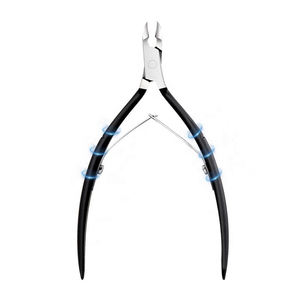 Pince à cuticules à Double ressort professionnelle de haute qualité pince à ongles pointue enduite de couleur noire pure avec poignée noire pour les doigts - Product Image 1