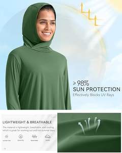 Camisa de Protección Solar para Mujer UPF 50+, Manga Larga, Ligera, Sudadera con Capucha UV para Mujer, Senderismo, Pesca al Aire Libre, Camisas de Verano - Product Image 2