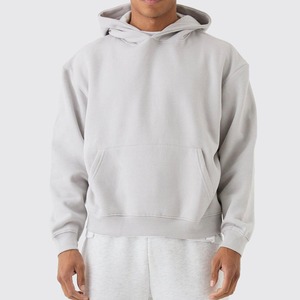 Nouveaux hommes personnalisés coton Boxy Fit Hoodies épais polaire poids lourd sweat à capuche surdimensionné impression personnalisée Logo empilé pulls à capuche - Product Image 1